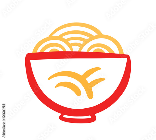 Noodle in A Bowl Food Art Logo Icon Vector Illustration