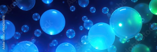 Wallpaper Mural Glowing orbs of blue and green suspended in a translucent liquid, luminescent orbs, shimmering lights Torontodigital.ca