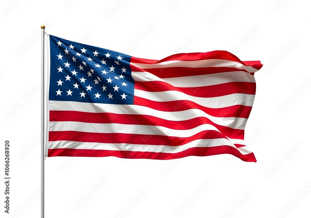 Fototapeta premium United State of America map flag isolated on the white background.
