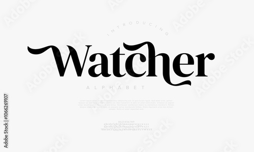 Watcher typography beauty fashion elegant minimalist serif italic fonts decorative wedding vintage retro logos. Minimal luxury font alphabet logo. Vector illustration