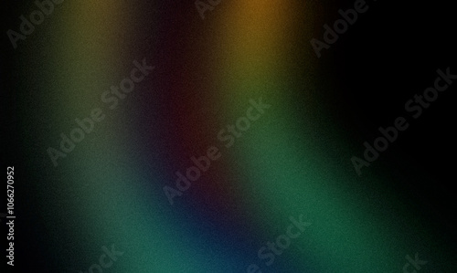 Dark glowing color wave grainy gradient background. Abstract orange green purple blue color noisy gradient vibrant color flow on dark, wave shaped, website header design, poster, banner, cover