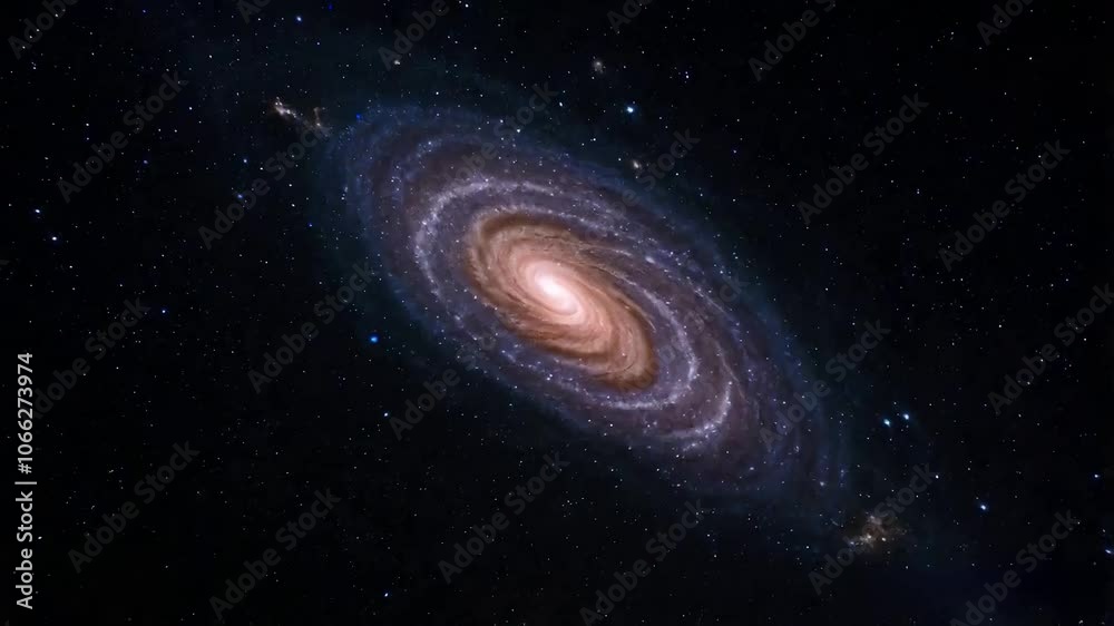 Cosmic Spiral: A mesmerizing view of the Milky Way galaxy, showcasing its swirling arms and celestial wonders. The vastness of space is captured in this breathtaking image, perfect for scientific.
