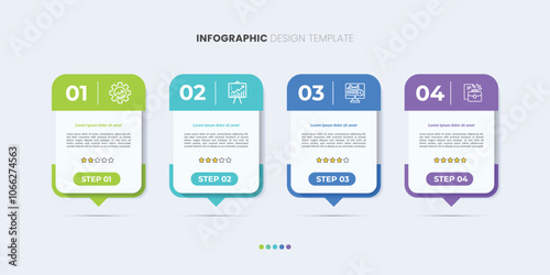 4 Step Infographic label design template with Rating design. Process steps diagram, presentations, workflow layout, banner, flow chart, info graph
