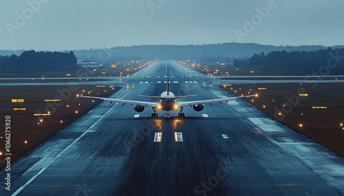 International Civil Aviation Day: Airplane Ready for Takeoff on Clear Runway photo