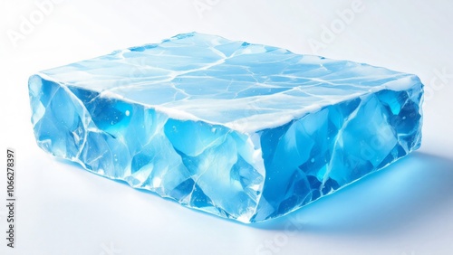 Square ice block with a frosted textured surface
