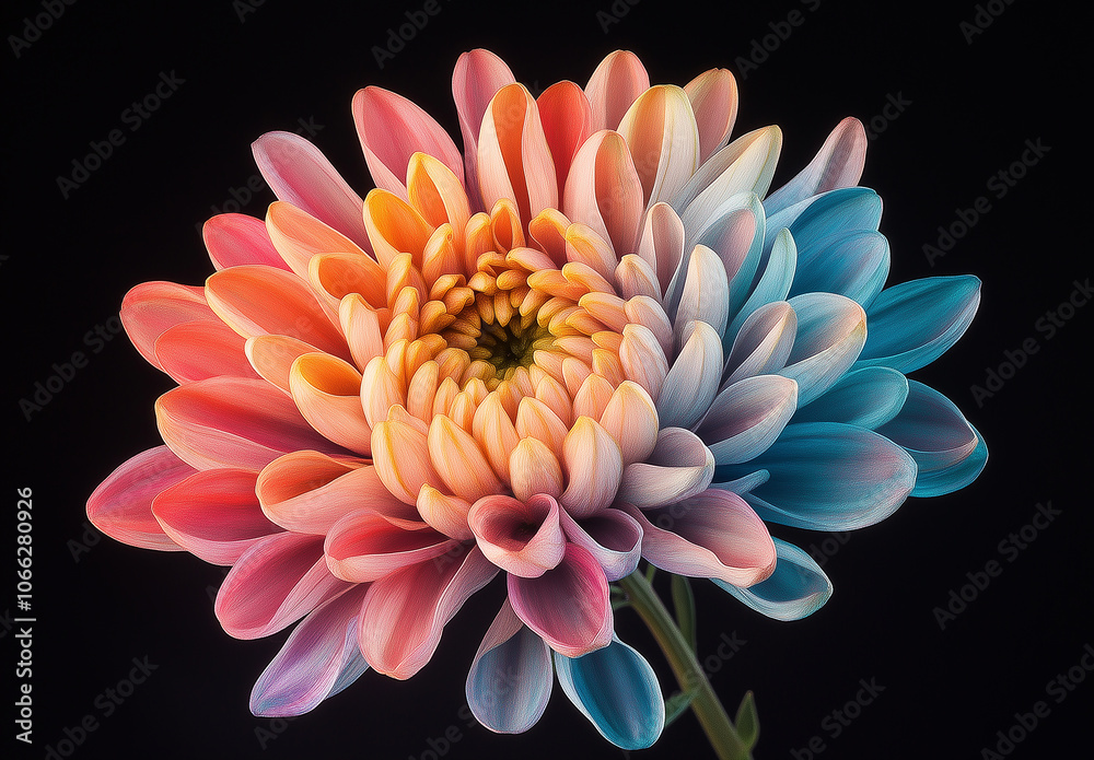 Rainbow Dahlia, blooming with colorful beauty Rainbow Dahlia, blooming with colorful beauty