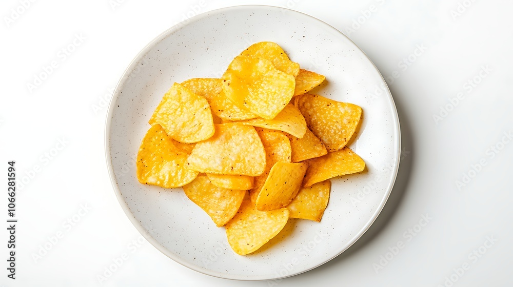Chips on a plate isolated on white background Chips on a plate isolated on white background