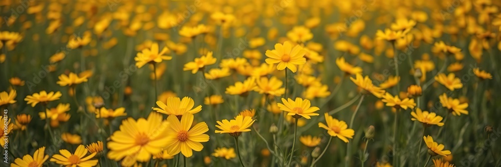 Field of golden cosmos flowers with a slight breeze, causing the delicate petals to sway gently, garden scene, wildflowers, natural beauty Field of golden cosmos flowers with a slight breeze, causing the delicate petals to sway gently, garden scene, wildflowers, natural beauty
