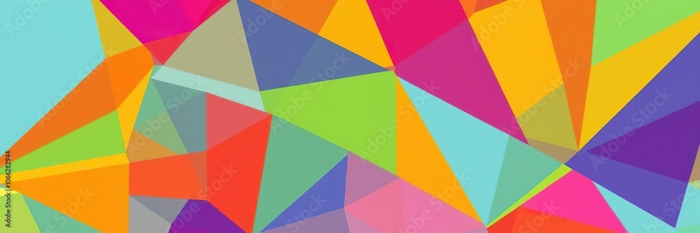 Vibrant geometric shapes overlapping in a swirling motion, vibrant hues, geometric patterns