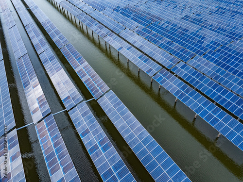 Aerial photography of solar photovoltaic array