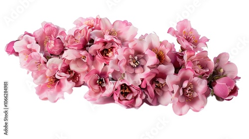 Pink Peach Blossoms on a White Background - a vibrant and refreshing visual. The blossoms create a cheerful and delicate atmosphere.