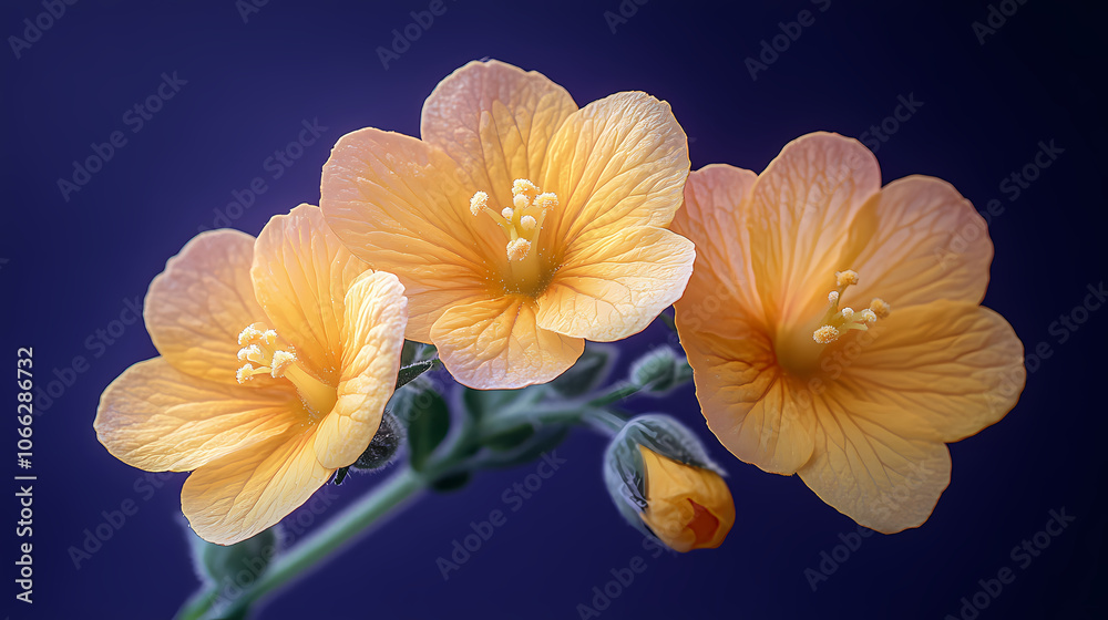 Fototapeta premium This image shows a yellow medicinal verbascum flower without blurs,and a clean studio shot of the flower