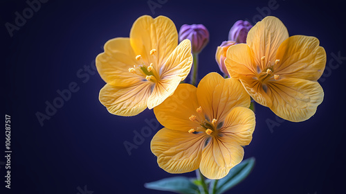 This image shows a yellow medicinal verbascum flower without blurs,and a clean studio shot of the flower