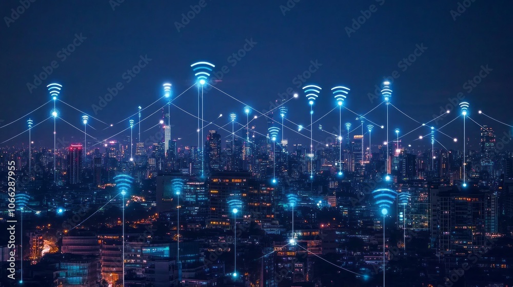 smart city with wifi icons smart city with wifi icons