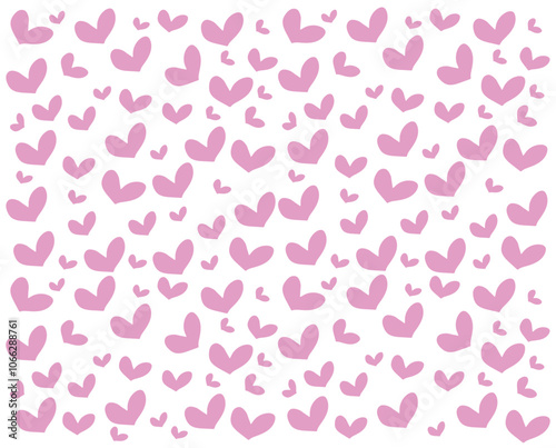 Seamless pattern with hand drawn cute red hearts, Heart vector line drawing pattern, wallpaper or gift wrapping design ,background on Valentine's Day, Doodle red hearts 
