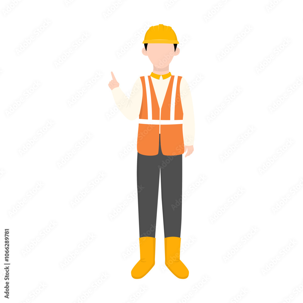 Illustration of Construction Project Engineer Worker Illustration of Construction Project Engineer Worker
