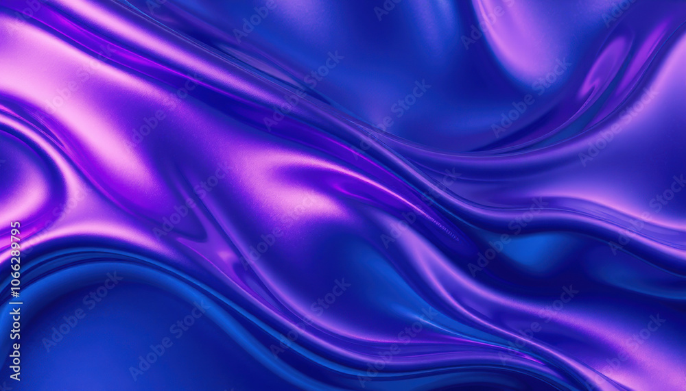 Obraz premium Sleek purple and blue fabric texture with flowing waves and sheen, creating vibrant and dynamic visual effect. Perfect for backgrounds and design projects