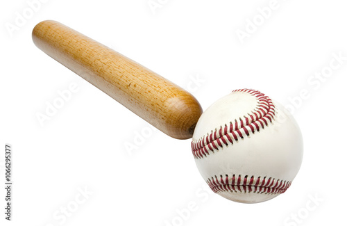 Baseball bat and ball isolated on a white background, ready for a game or practice. photo