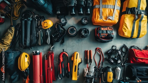 Rescue equipment check for emergency preparedness, ensuring all safety protocols are followed. photo