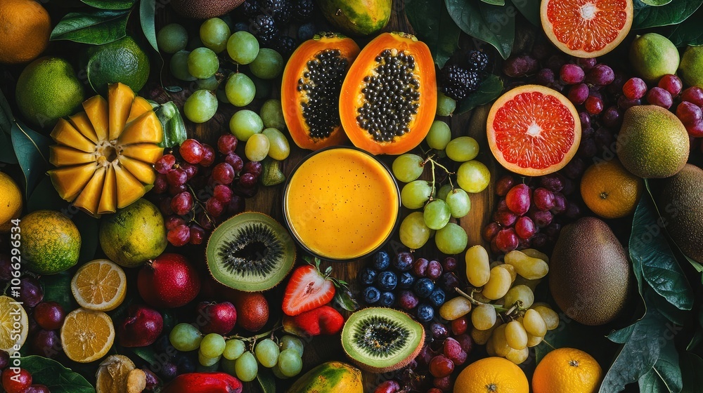 Colorful Arrangement of Fresh Tropical Fruits