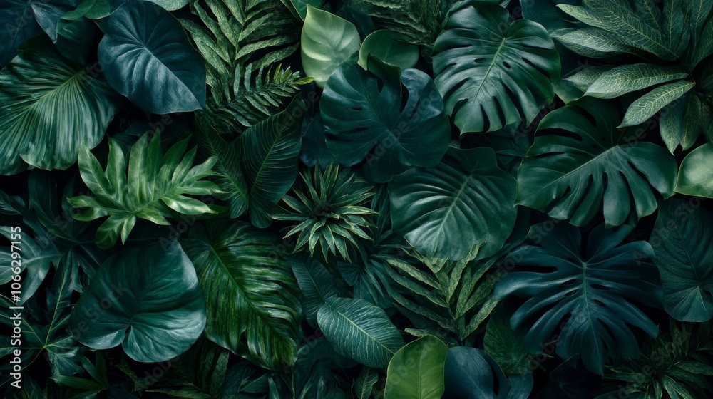 A Lush Collection of Deep Green Tropical Foliage A Lush Collection of Deep Green Tropical Foliage