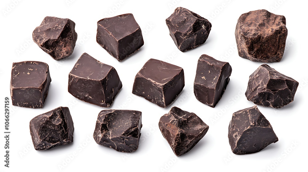 Chocolate chunks isolated on white background Chocolate chunks isolated on white background
