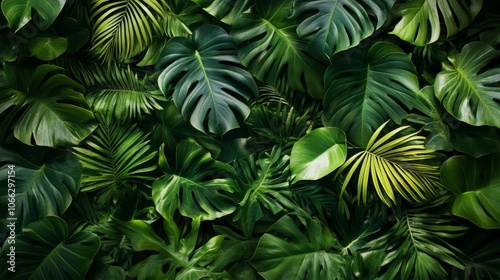 Wallpaper Mural Lush Tropical Foliage Pattern with Varied Leaf Shapes Torontodigital.ca