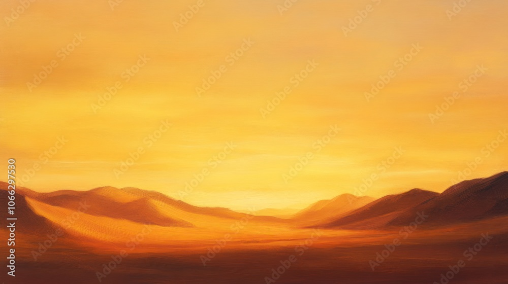 Soft orange sky over desert at sunset, the light reflecting off sand dunes in peaceful tones. Soft orange sky over desert at sunset, the light reflecting off sand dunes in peaceful tones.