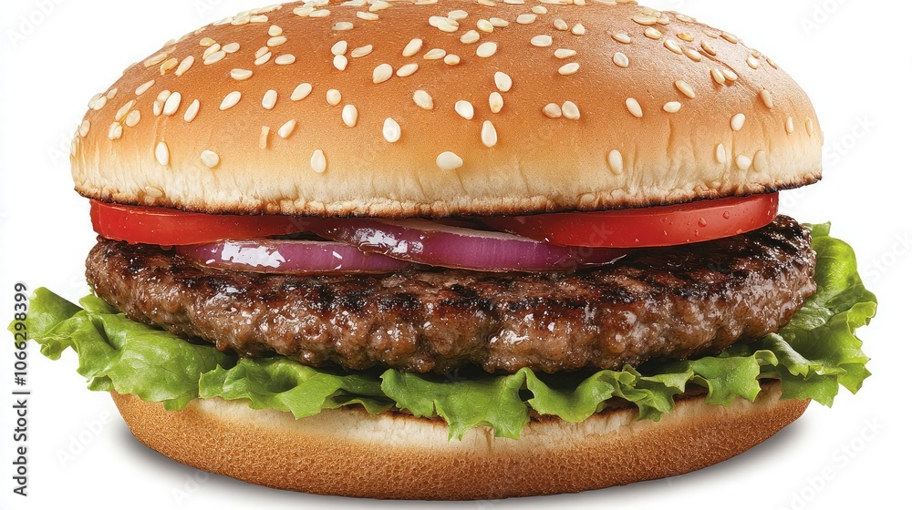 Fresh Grilled Hamburger with Lettuce and Tomato Fresh Grilled Hamburger with Lettuce and Tomato