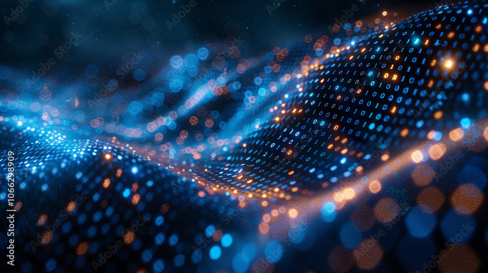 Explore the intricate details of a binary code pattern against a dynamic blue background for enhanced visual appeal Explore the intricate details of a binary code pattern against a dynamic blue background for enhanced visual appeal