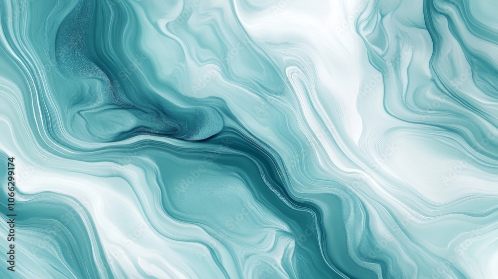 Abstract Teal and White Liquid Marble Swirls Abstract Teal and White Liquid Marble Swirls