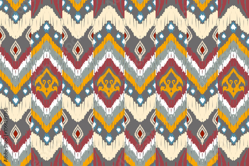 Beautiful handmade ethnic pattern drawing Ikat art. Ethnic abstract background art suitable for textile banner wallpaper cut out vector.