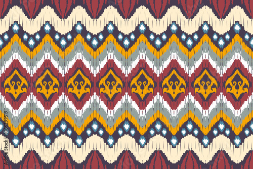 Beautiful handmade ethnic pattern drawing Ikat art. Ethnic abstract background art suitable for textile banner wallpaper cut out vector.
