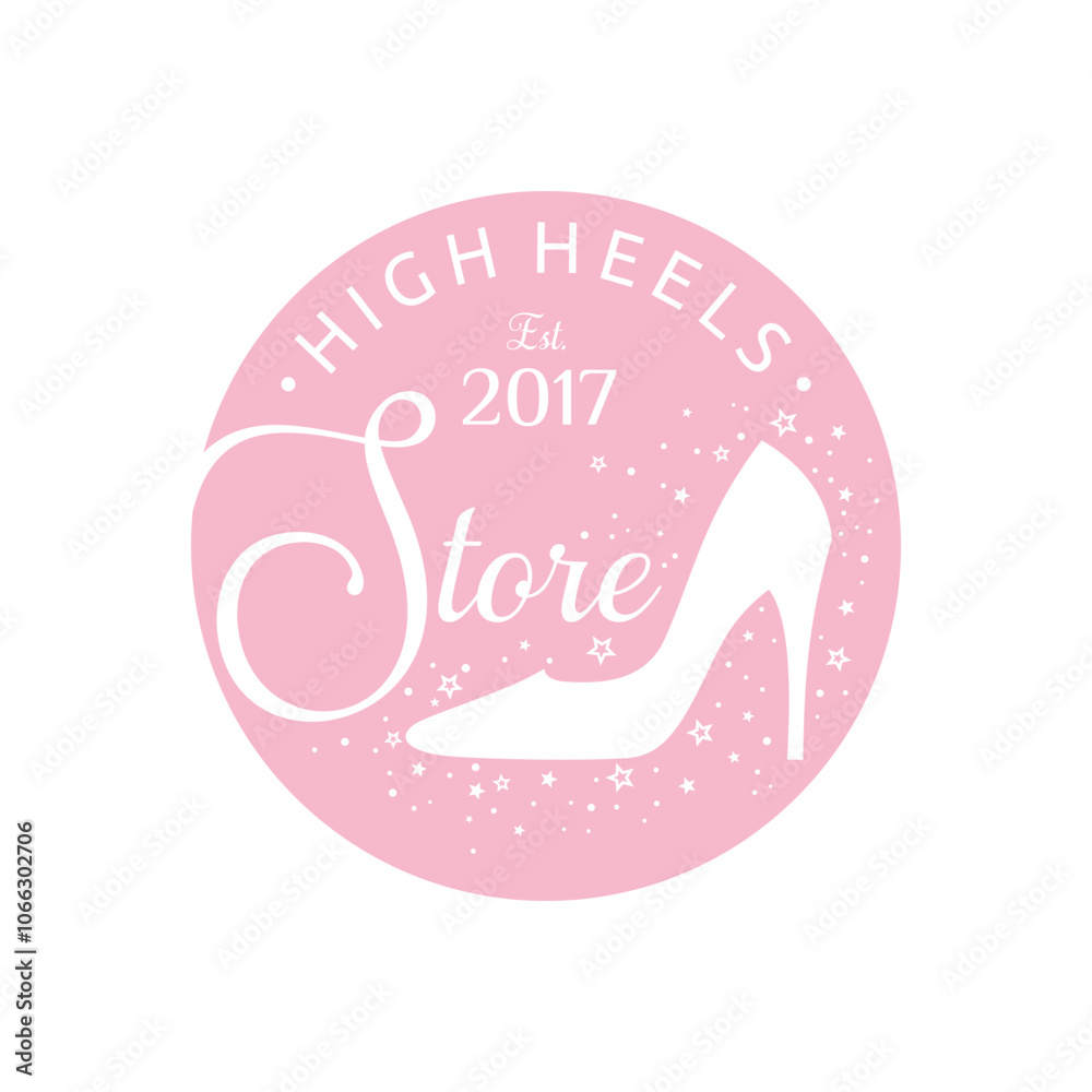 Elegance High Heel Logo Design Template. Women's shoes logo design vector template.