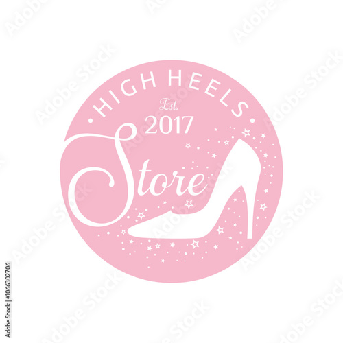 Elegance High Heel Logo Design Template. Women's shoes logo design vector template.