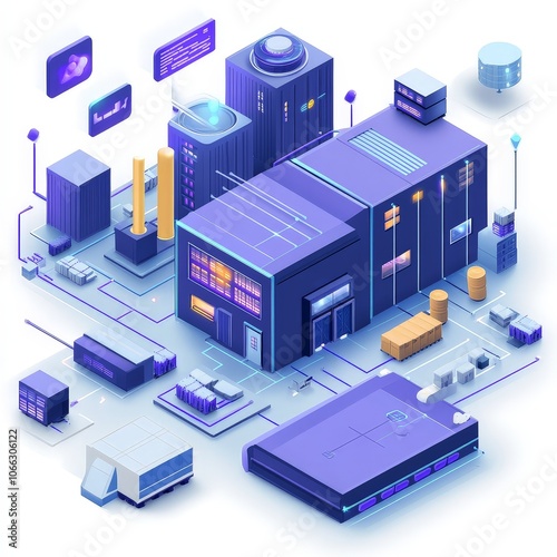 inventory management, supply optimization, smart logistics, AI logistics network, streamlined visuals, innovative structure, intuitive interface, urban-industrial design