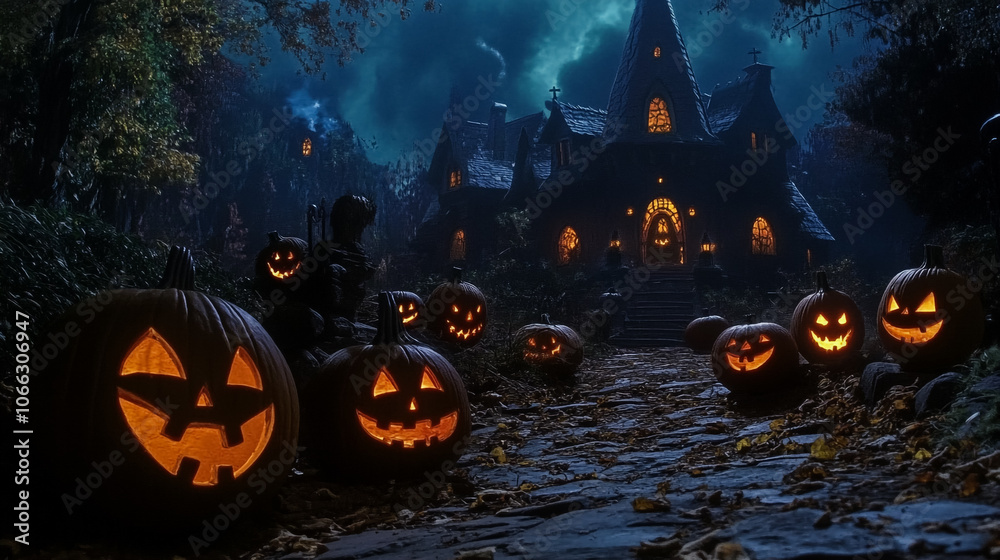 Halloween background with pumpkin and bats Halloween background with pumpkin and bats
