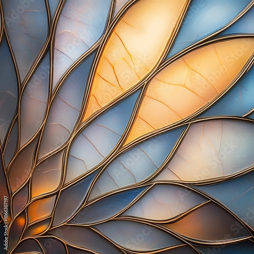 An ultra-close shot of a butterfly’s wing, capturing the intricate details of its pattern, scales, and vibrant colors, such as blues, oranges, and blacks. The wing texture appears almost mosaic-like, 