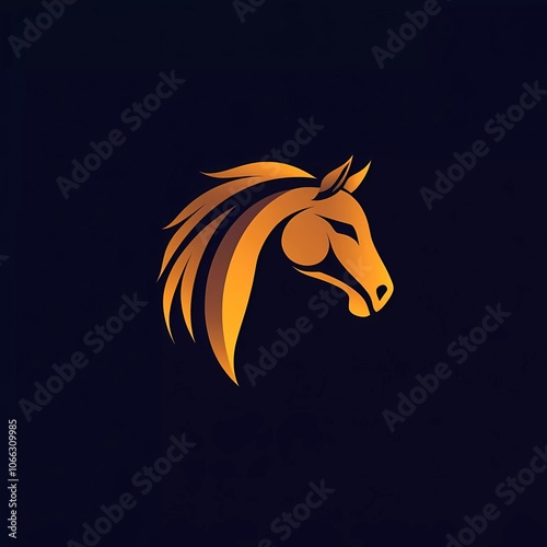 Elegant and creative minimalist horse head logo symbol icon design photo