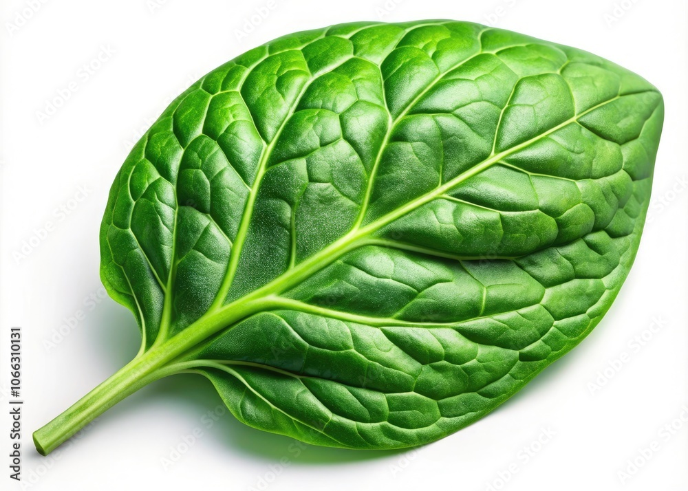 Fototapeta premium Vibrant Green Spinach Leaf Clipart - 3D Illustration of Vegetable Element Isolated on White and Transparent Background for Culinary and Health Designs