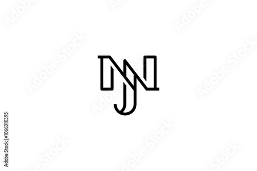 Letter NJ or JN Logo Design Vector 