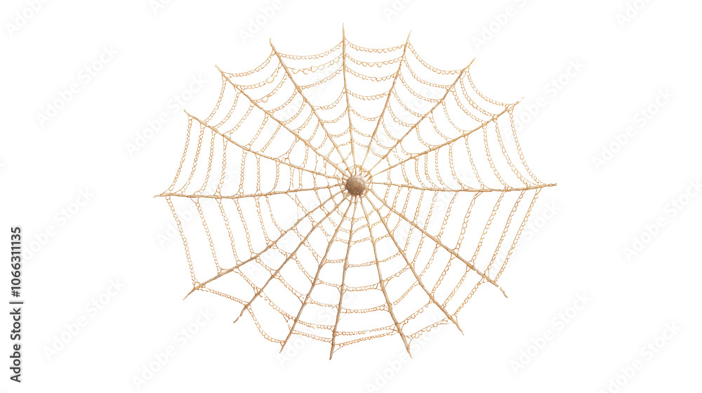 Obraz premium A detailed spider web captured against a transparent background, showcasing its intricate design and structure.