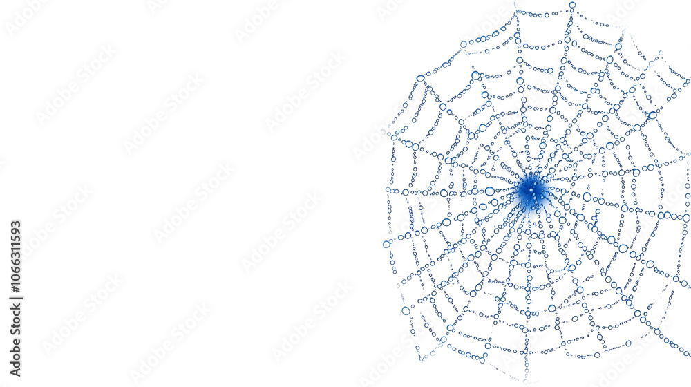 Obraz premium A close-up of a blue spider web set against a transparent background, highlighting the intricate patterns and delicate structure of the web.