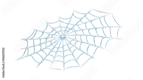 A detailed spider web glistens against a transparent background, showcasing intricate patterns and delicate structures.