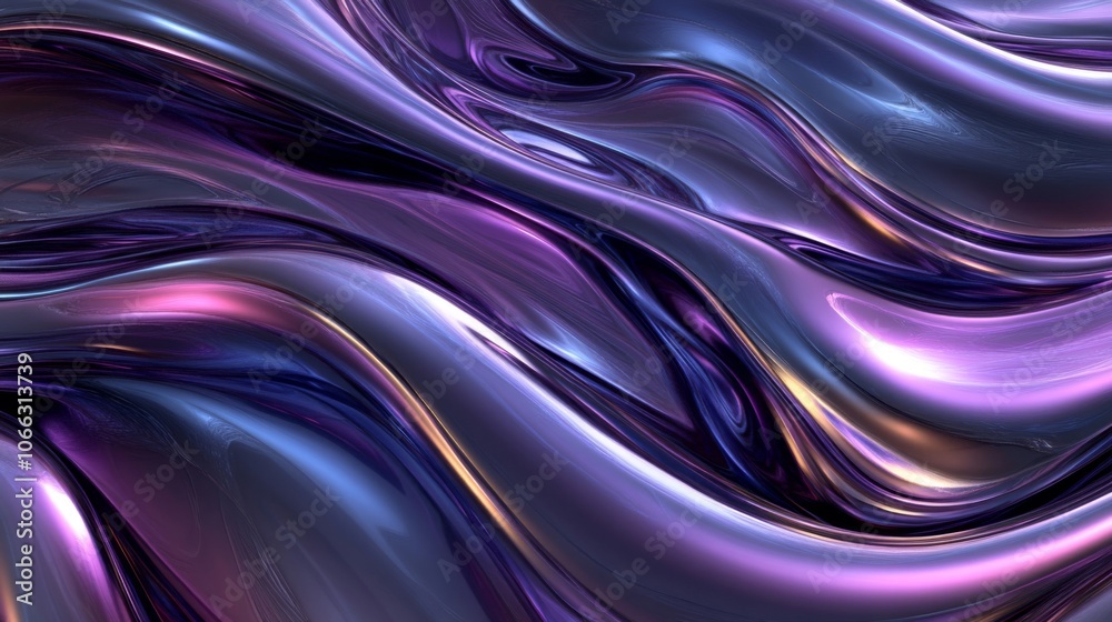Obraz premium Abstract Metallic Swirls in Purple and Blue Hues