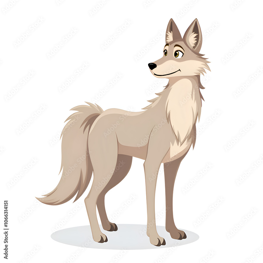 Obraz premium Embrace the spirit of adventure with this playful and charming wolf character, digital illustration of character design concept.