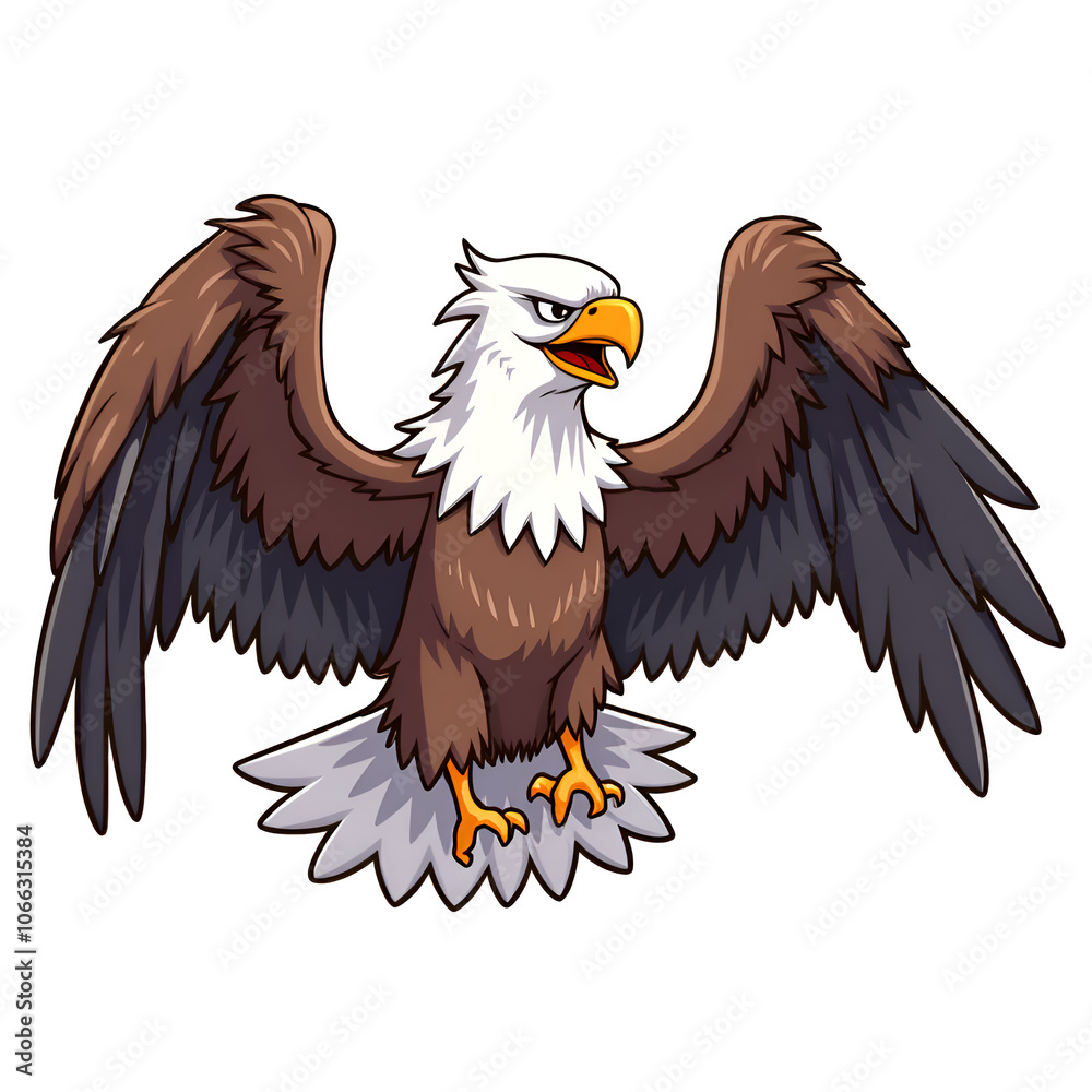 Obraz premium Soaring above, the proud eagle emanates strength and freedom in every feathered detail, digital art of character design concept.