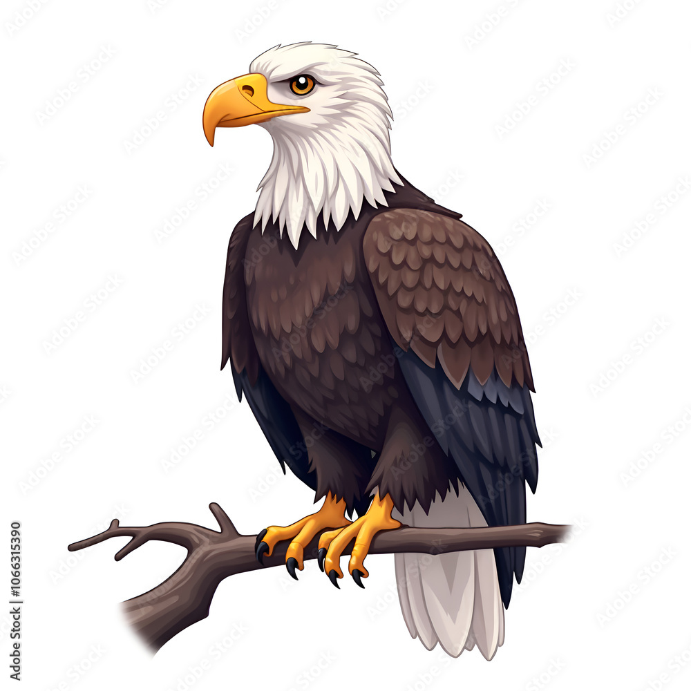 Obraz premium The eagle stands proudly, symbolizing strength and freedom in the vast wilderness, digital illustration of wildlife art concept.
