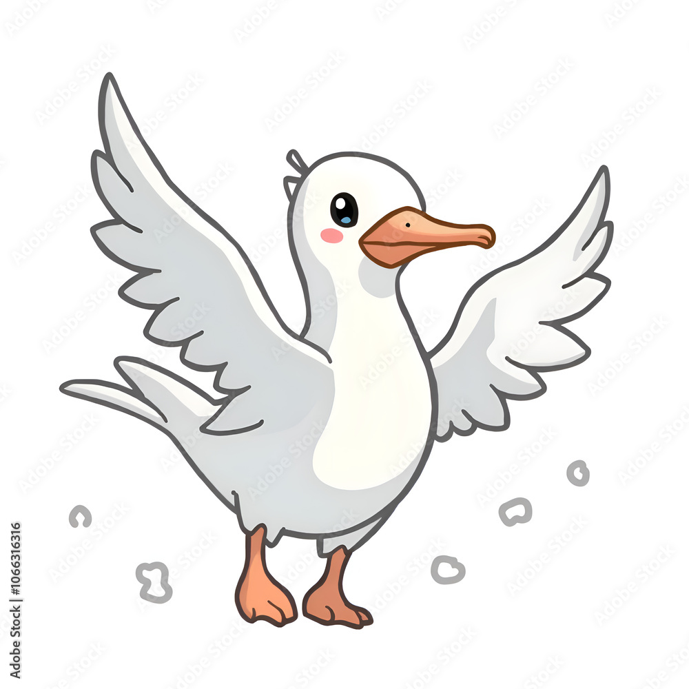 Embrace the joy of flight with this cheerful cartoon bird spreading its wings, digital illustration of character design concept. Embrace the joy of flight with this cheerful cartoon bird spreading its wings, digital illustration of character design concept.