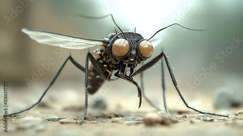 Detailed shot of a mosquito s legs, capturing intricate textures and contrasts photo